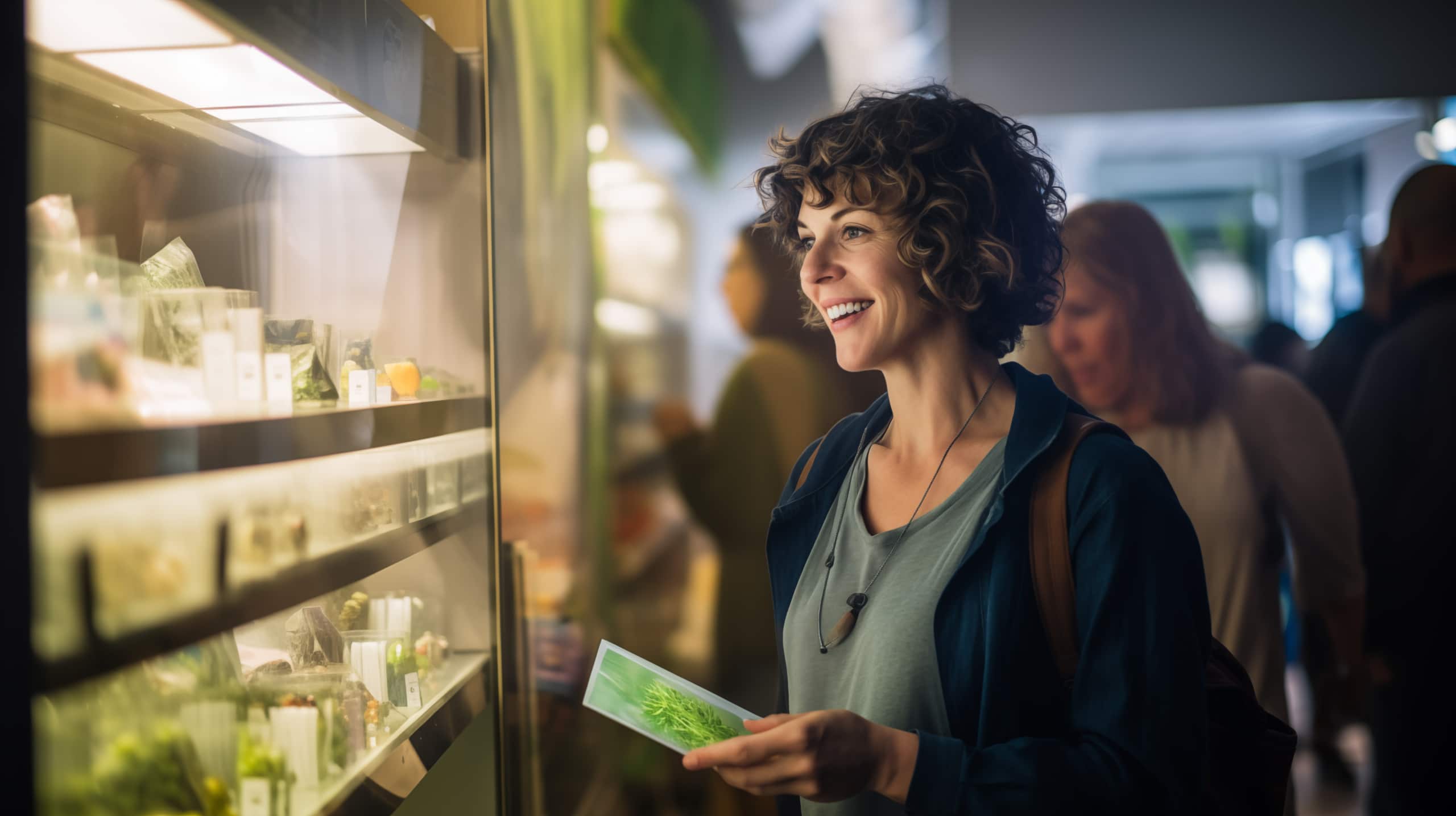 smiling woman at grow shop